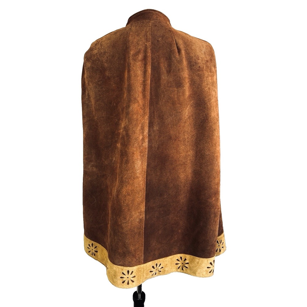 RARE Vintage 60s 70s Suede Leather Cape Jacket OOAK One Size - Picture 8 of 12